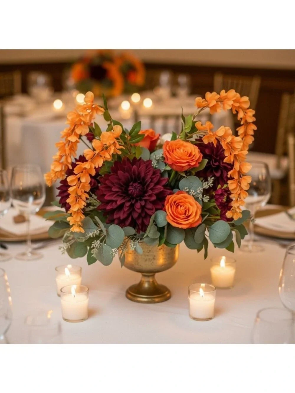 Orange Wisteria Stem 43 Inch Artificial Hanging Flowers Tangerine Silk Wisteria